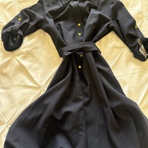 Sharagano Blue Long Sleeve Shirt Dress